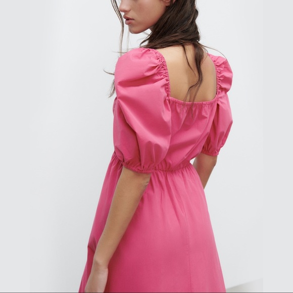 ZARA Puff Sleeves Midi Dress - Picture 8 of 13